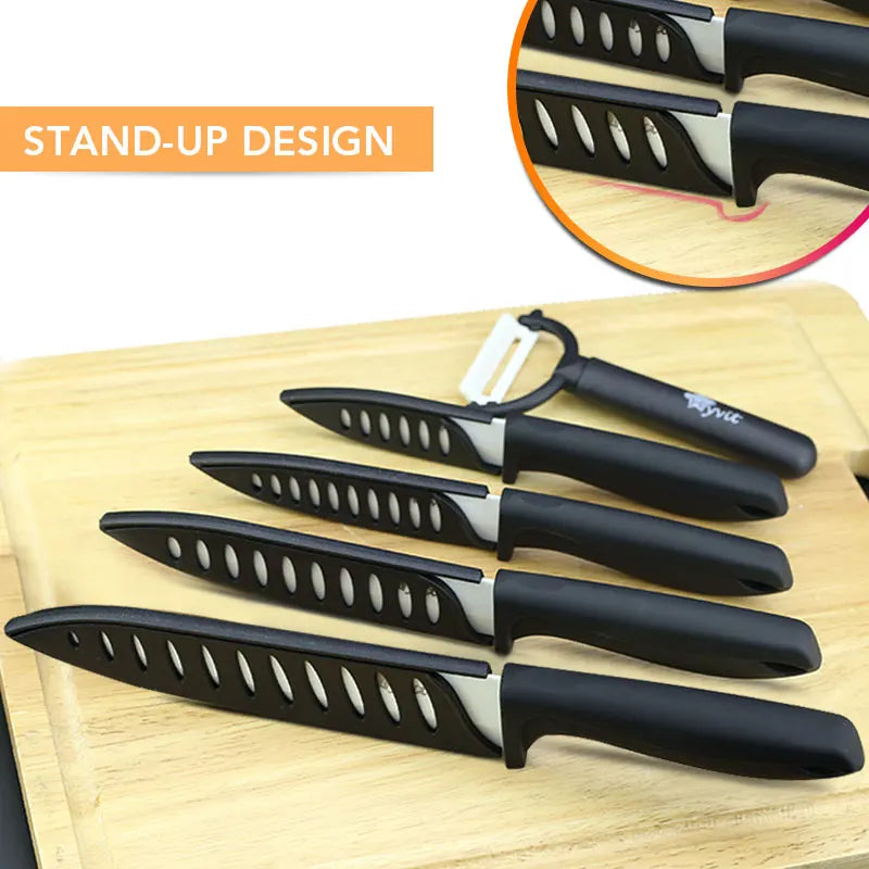 Ceramic Knife Set 3 4 5 6 inch with Holder Kitchen Knife Set Fruit Vegetable Utility Slicing Zirconium White Blade Chef Knives