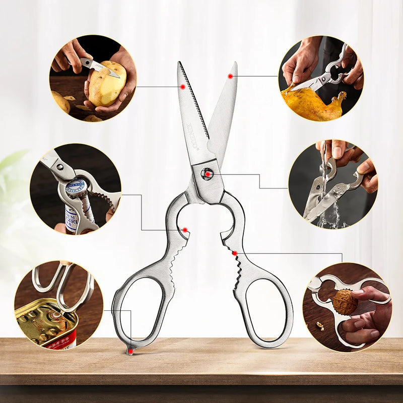 XINZUO 7PCS Kitchen Knives Sets Damascus Steel Chef Knife Sets Stainless Steel Kitchen Scissors  Acacia Wood Knife Block Holder