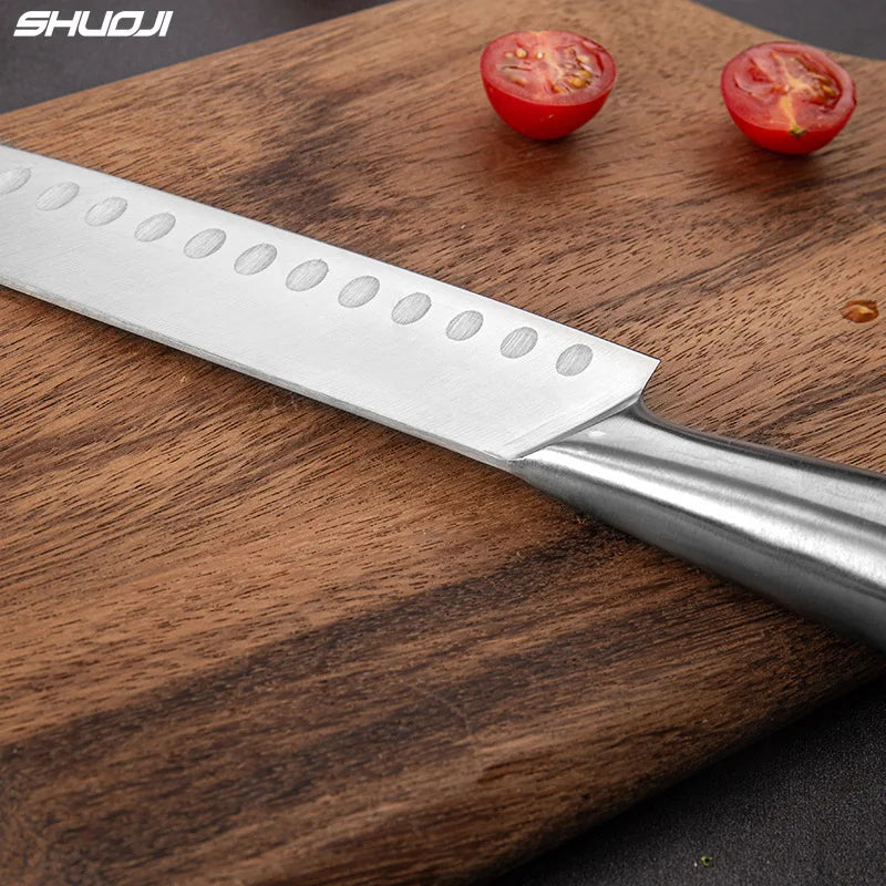Hollow Handle Kitchen Knife 7 inch Santoku Knife 30cr13 Stainless Steeel Kitchen Chef Knives Non Stick Blade Santoku Japan Knife
