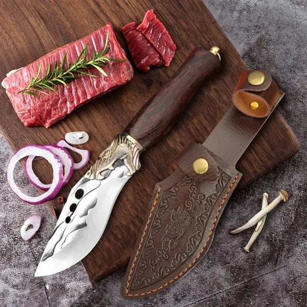 Hand Forged Butcher Boning Knife Wood Handle Utility Knife Chef Slicing Fish Fruit Steak Knife Cleaver Meat BBQ Kitchen Knives