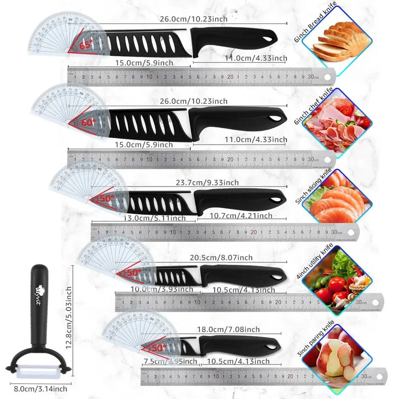 Ceramic Knife Set 3 4 5 6 inch with Holder Kitchen Knife Set Fruit Vegetable Utility Slicing Zirconium White Blade Chef Knives