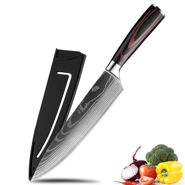 8 Inch Chef Knife,Japanese Professional Kitchen Knife High Carbon Stainless Steel with Damascus Pattern,Super Sharp Chef Knives