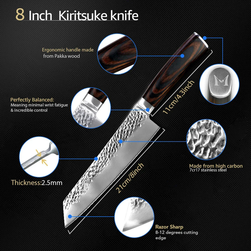 Chef Knives Set for Kitchen 7 inch High Carbon Stainless Steel 7CR17 440c Frozen Meat Fish Utility Paring Knife Cutter