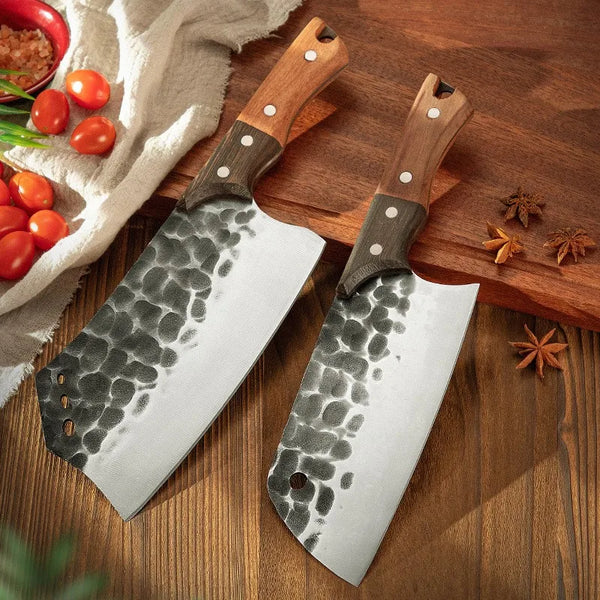 Forged Kitchen Knives 4Cr13Mov Stainless Steel Chef Slicing Butcher Meat Cleaver with Wood Handle for Household Cutter