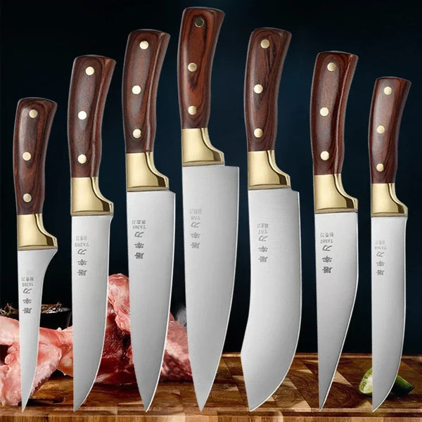 Hand Forged Butcher Chef Fillet Knife Slaughter Meat Cutting Knife Stainless Steel Deboning Kitchen Knives for Outdoor BBQ Tool