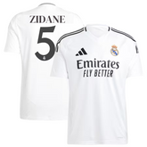 adidas Zinedine Zidane 5 Real Madrid 2025 jersey in white with black details and club crest