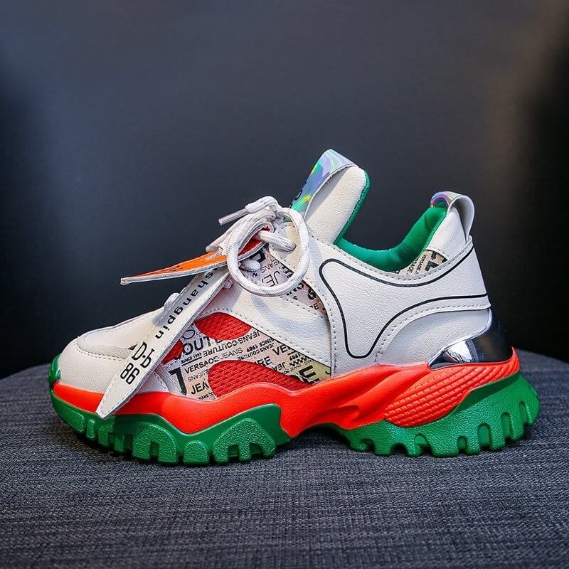 Women Platform Sneakers Designers Mesh Breathable Casual Shoes Fashion Chunky Sneaker Ladies Lacing Vulcanized Shoes Woman