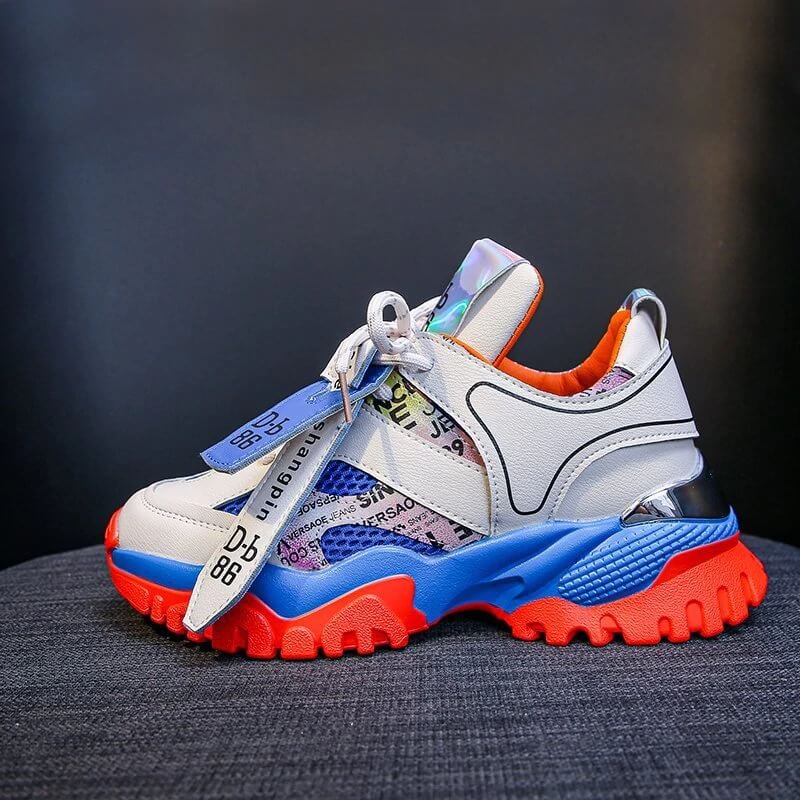 Women Platform Sneakers Designers Mesh Breathable Casual Shoes Fashion Chunky Sneaker Ladies Lacing Vulcanized Shoes Woman