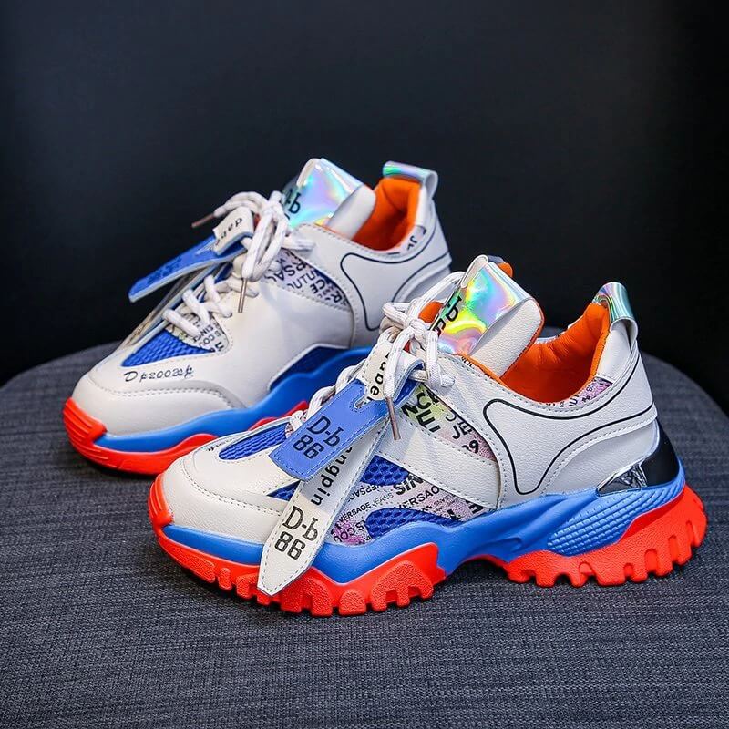 Women Platform Sneakers Designers Mesh Breathable Casual Shoes Fashion Chunky Sneaker Ladies Lacing Vulcanized Shoes Woman