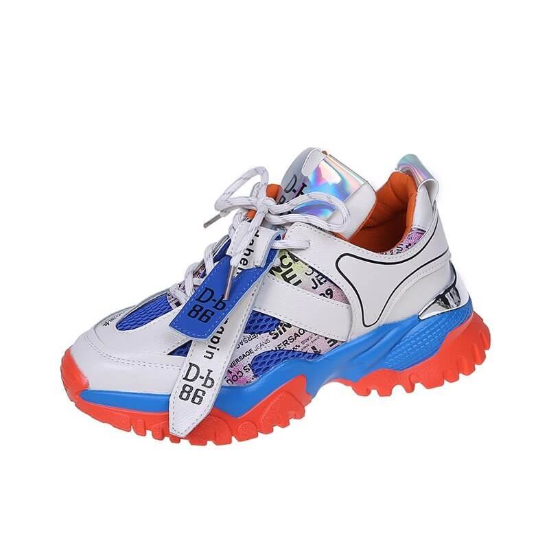 Women Platform Sneakers Designers Mesh Breathable Casual Shoes Fashion Chunky Sneaker Ladies Lacing Vulcanized Shoes Woman