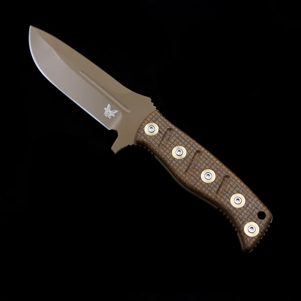 Benchmade 375 Shane Sibert Adamas Fixed Blade Knife – 4.2" CPM-CruWear Steel – Micarta Handle with Flat Earth Finish