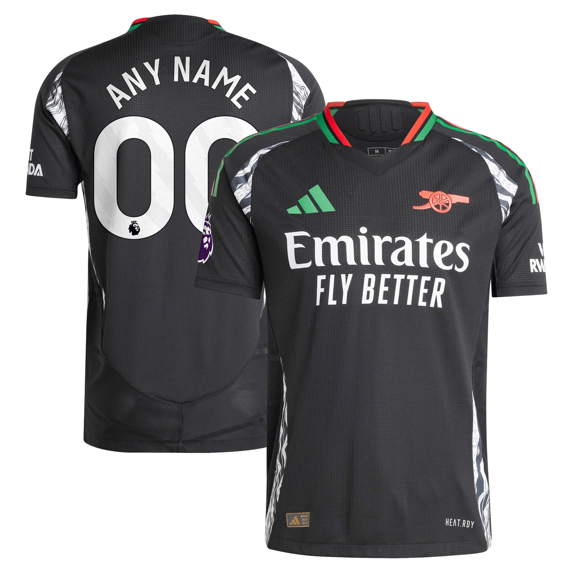 Arsenal adidas 2024/25 Away Custom Authentic T-shirt - Black