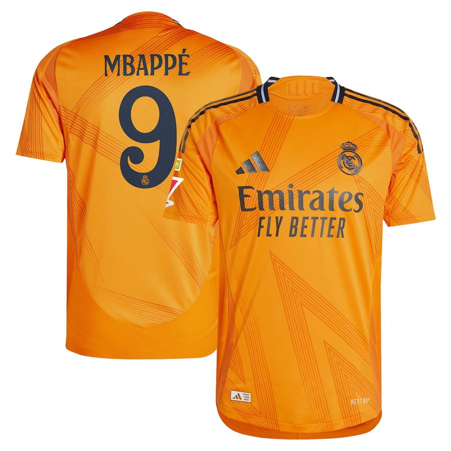 Kylian Mbappé Real Madrid adidas 2024/25 Away Authentic T-shirt - Orange