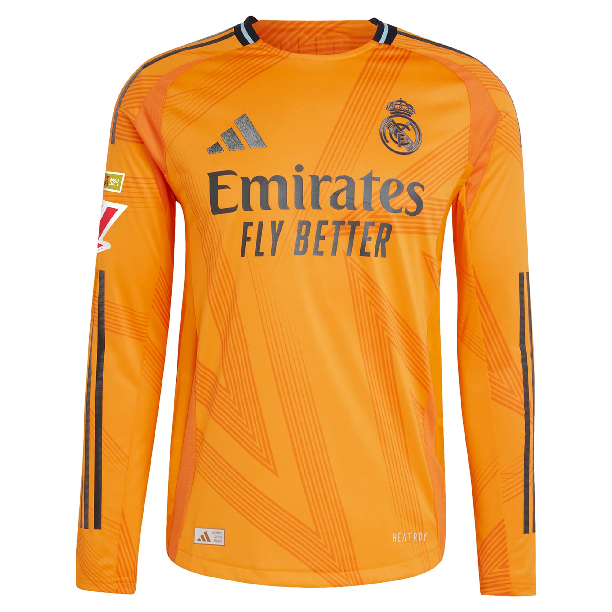 Real Madrid adidas 2024/25 Away Long Sleeve Custom Authentic T-shirt - Orange