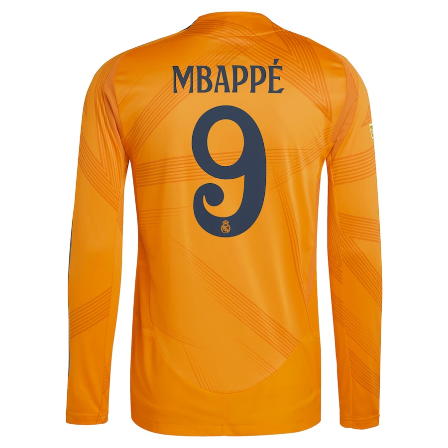 Kylian Mbappé Real Madrid adidas 2024/25 Away Long Sleeve Player Authentic T-shirt - Orange
