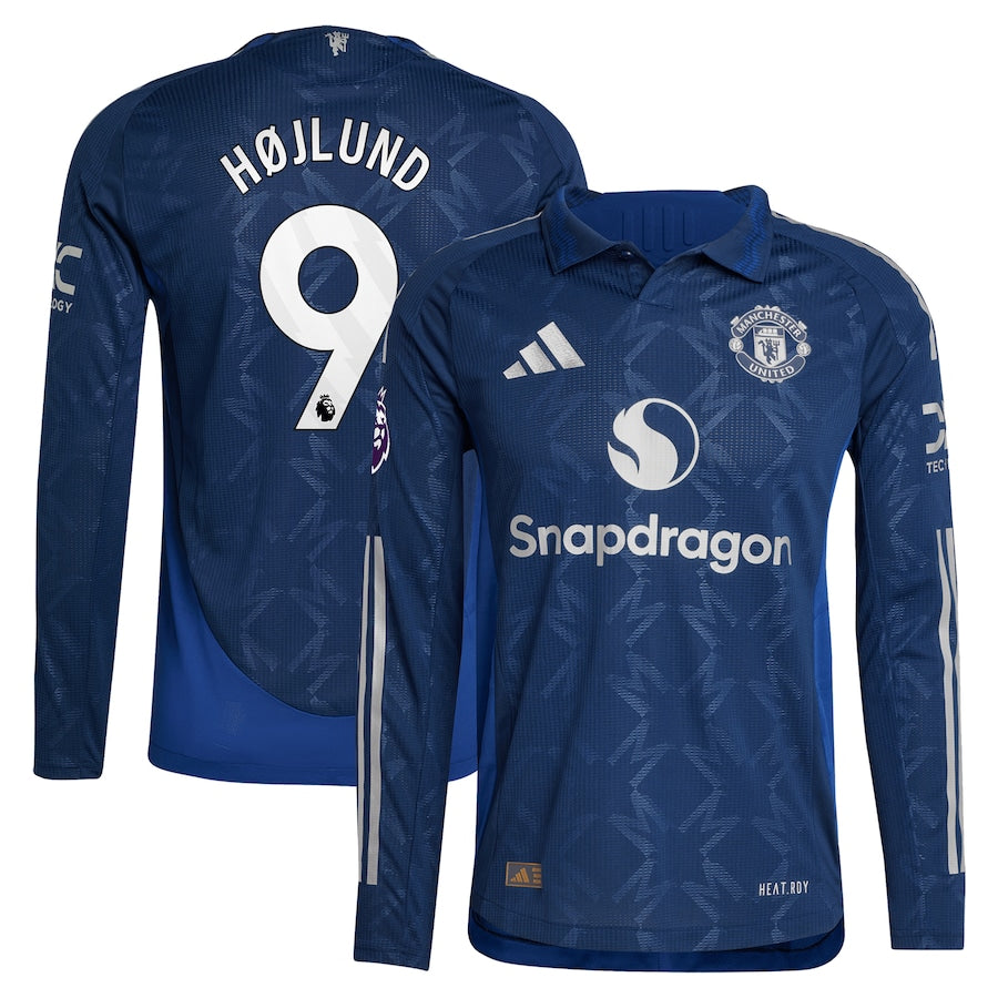 Rasmus Højlund Manchester United adidas 2024/25 Away Long Sleeve Player Authentic T-shirt - Navy