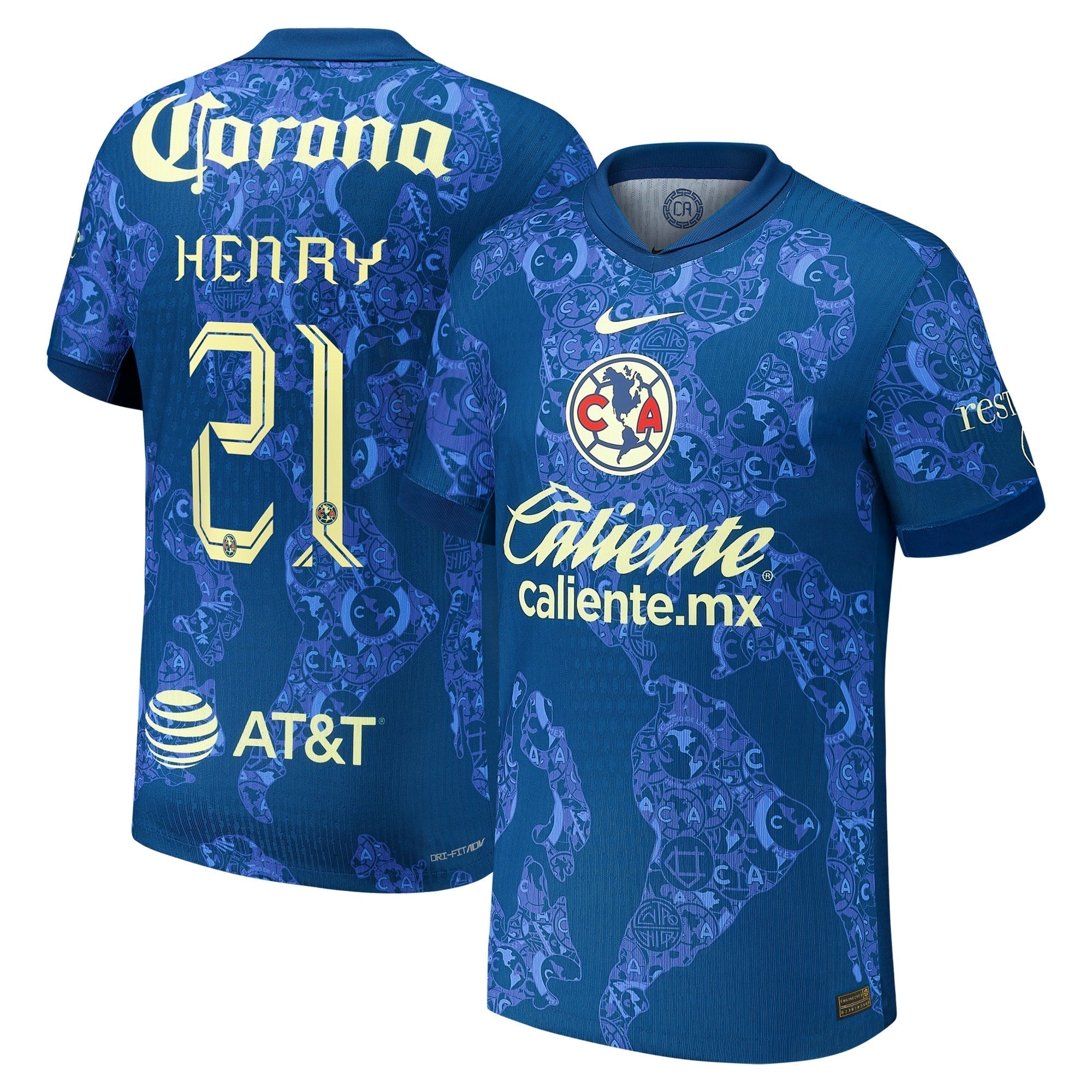 Henry Martin Club America Nike 2024/25 Away Player Authentic T-shirt - Blue