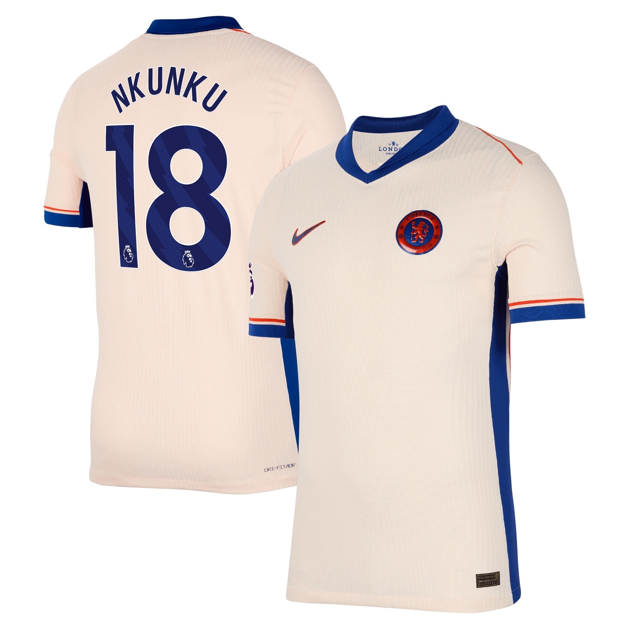 Christopher Nkunku Chelsea Nike 2024/25 Away Player Authentic T-shirt - Orange