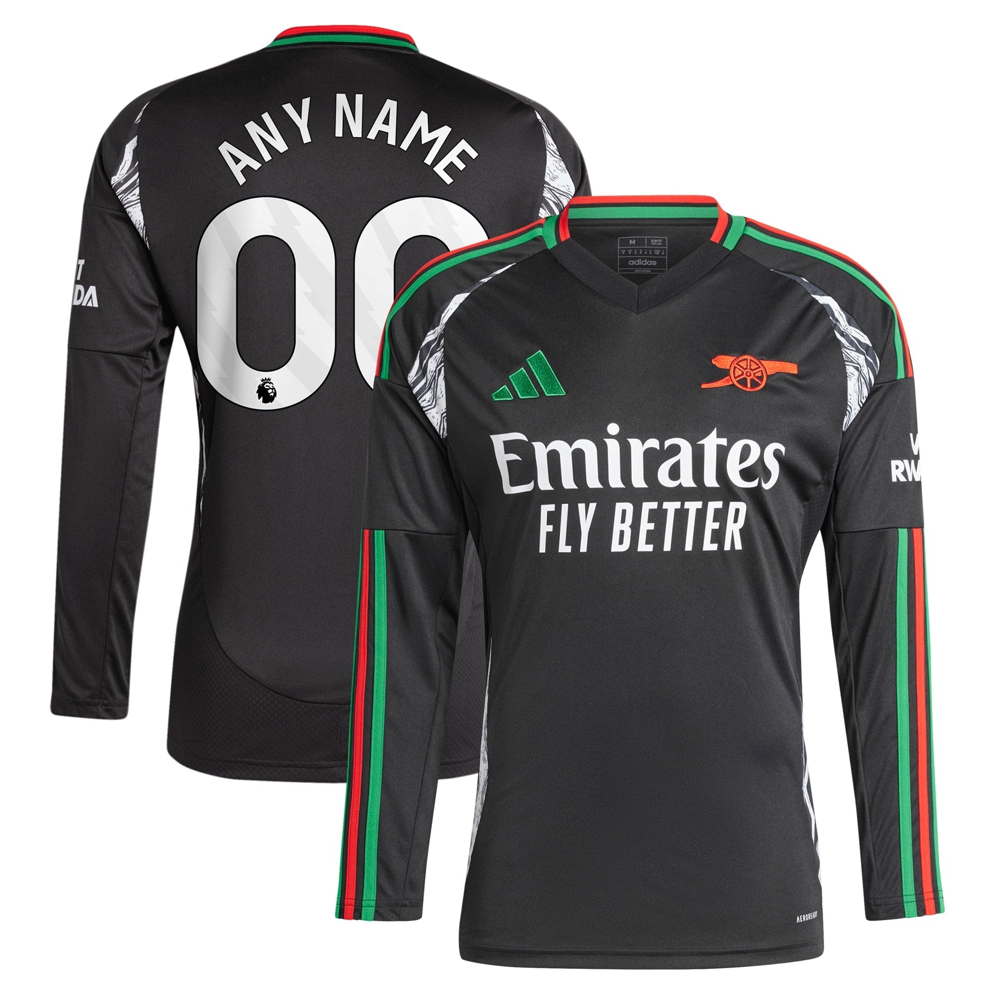 Arsenal adidas 2024/25 Away Long Sleeve Custom Authentic T-shirt - Black