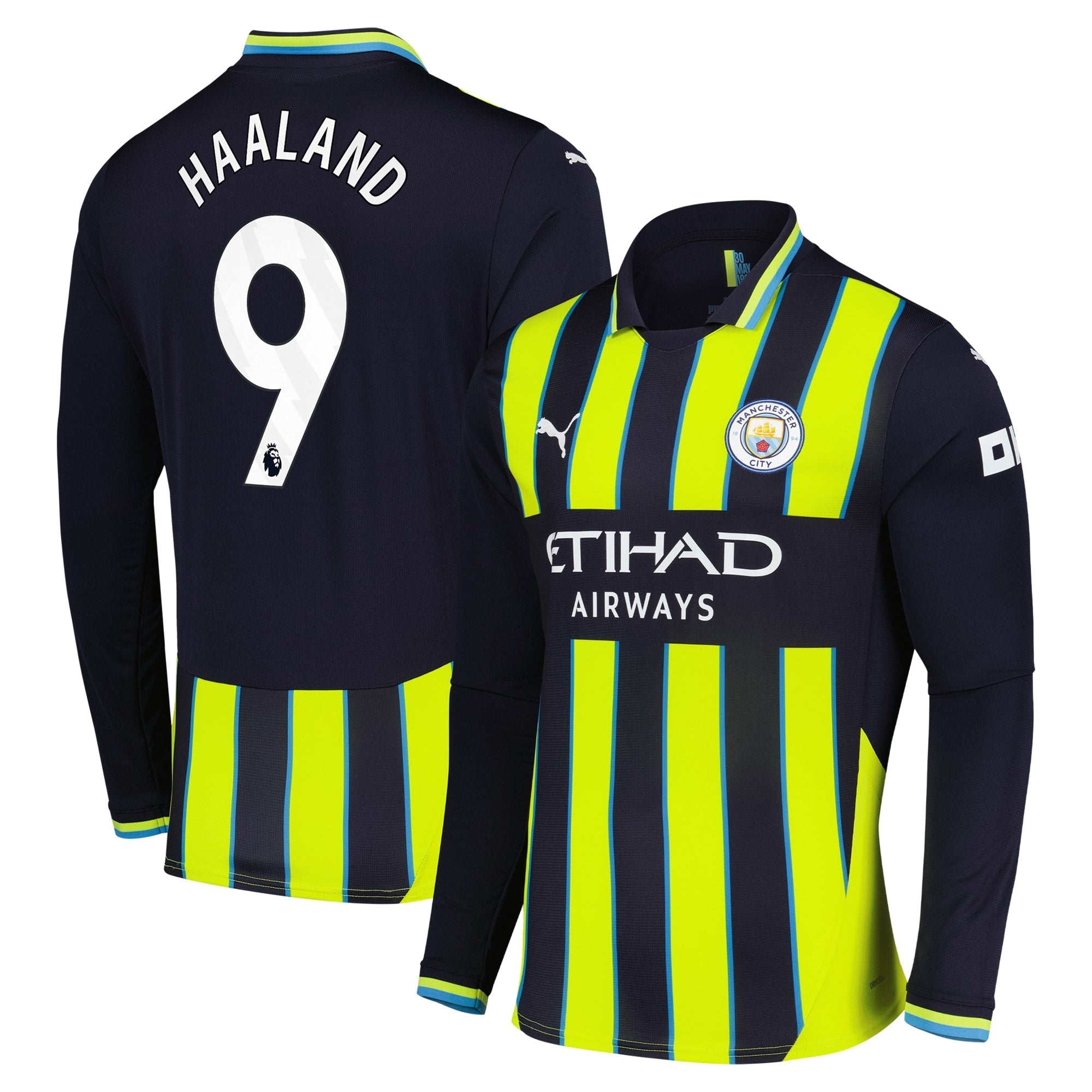 Erling Haaland Manchester City Puma 2024/25 Away Long Sleeve Player Authentic T-shirt - Navy