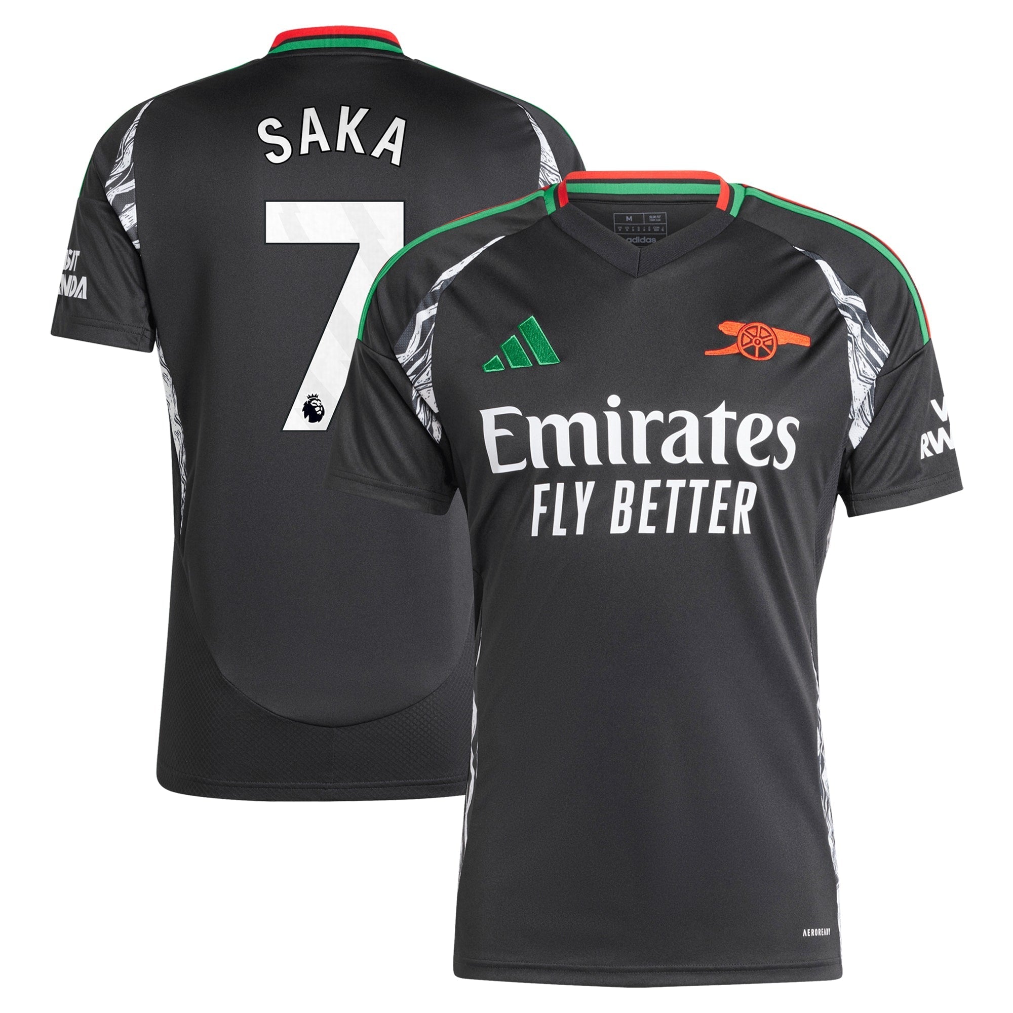 Bukayo Saka Arsenal adidas 2024/25 Away Player Authentic T-shirt - Black