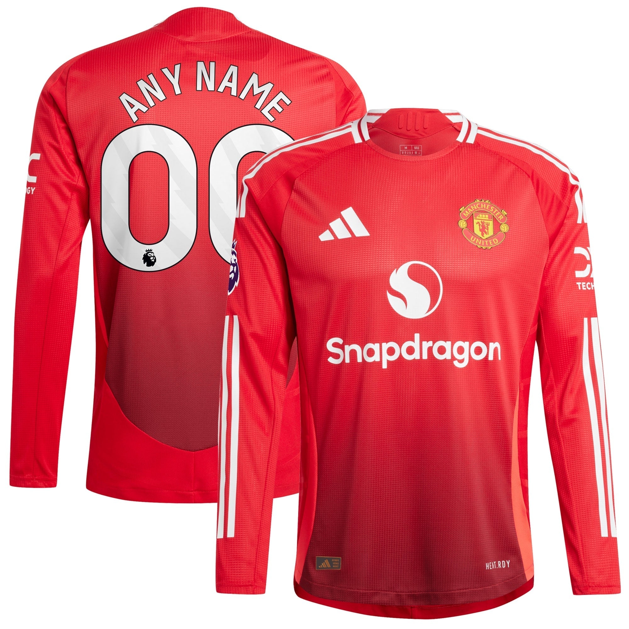 Manchester United adidas 2024/25 Home Custom Long Sleeve Authentic T-shirt - Red