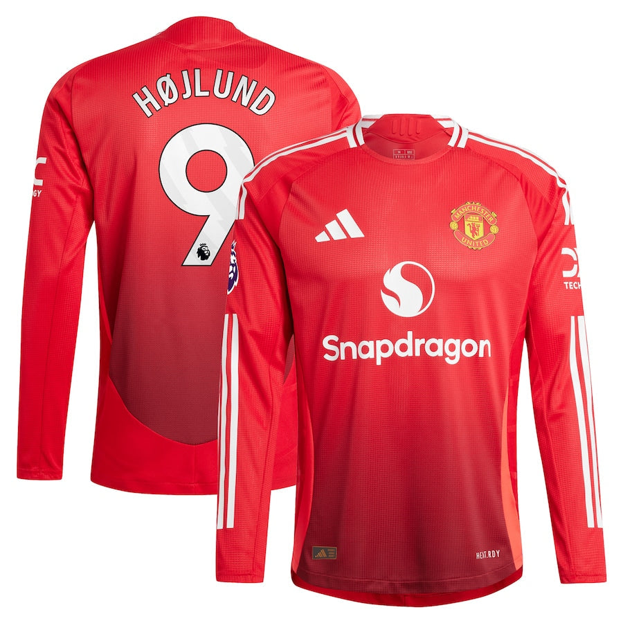 Rasmus Højlund Manchester United adidas 2024/25 Home Long Sleeve Player Authentic T-shirt - Red