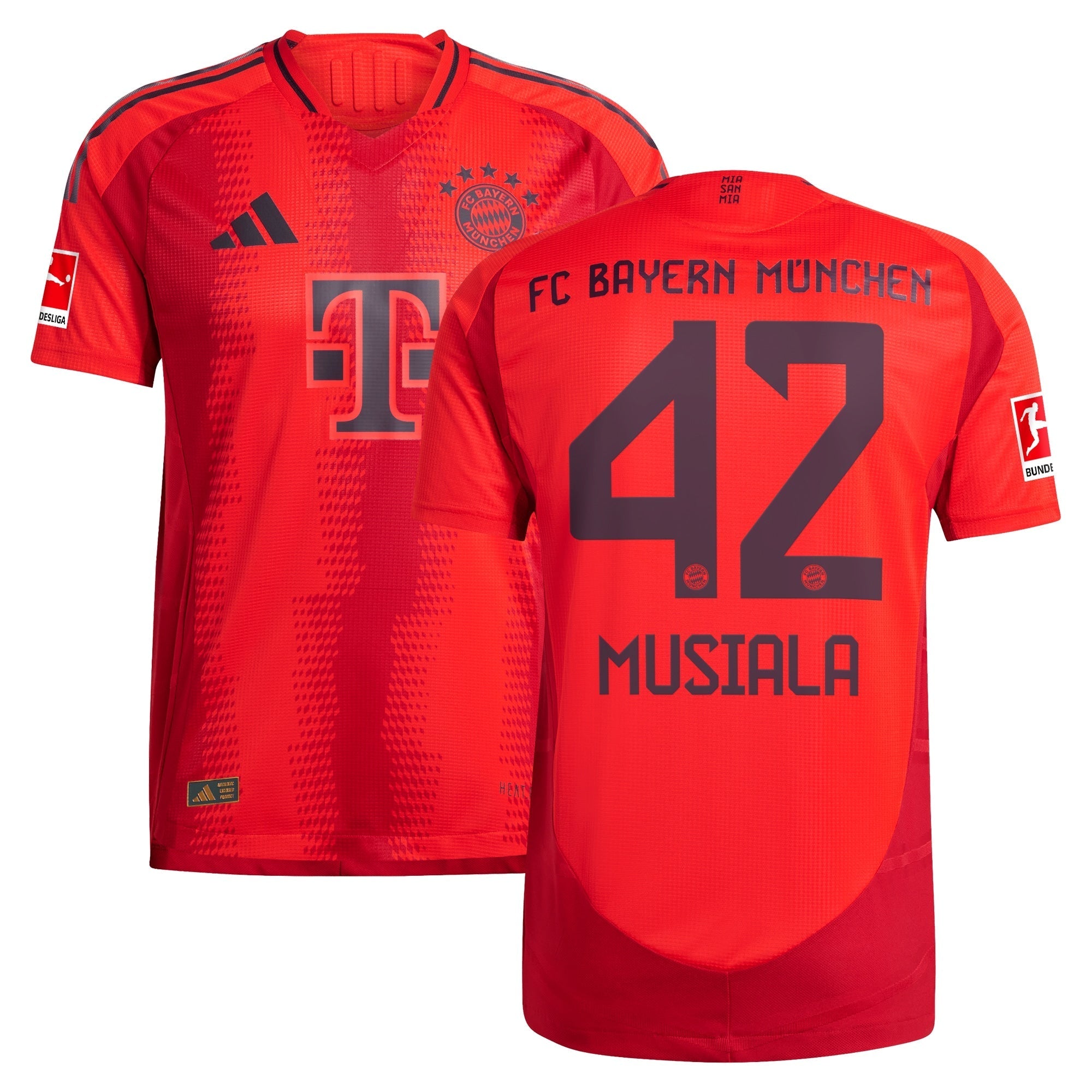 Jamal Musiala Bayern Munich adidas 2024/25 Home Player Authentic T-shirt - Red