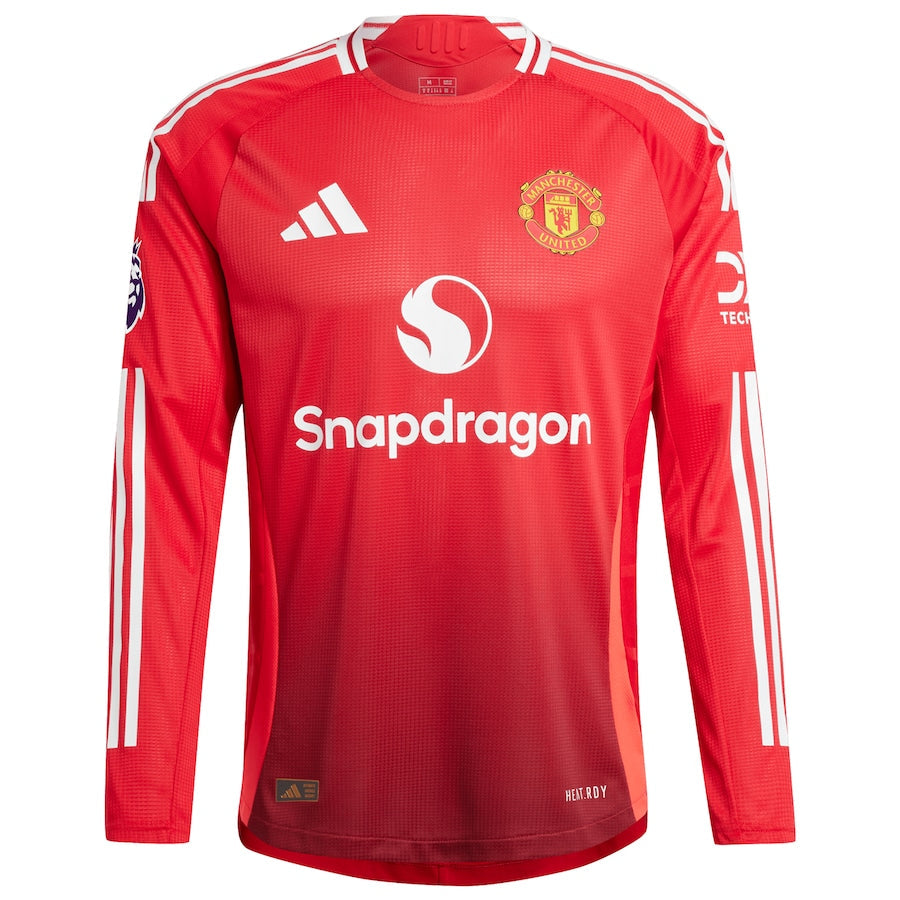 Manchester United adidas 2024/25 Home Long Sleeve Patch Authentic T-shirt - Red
