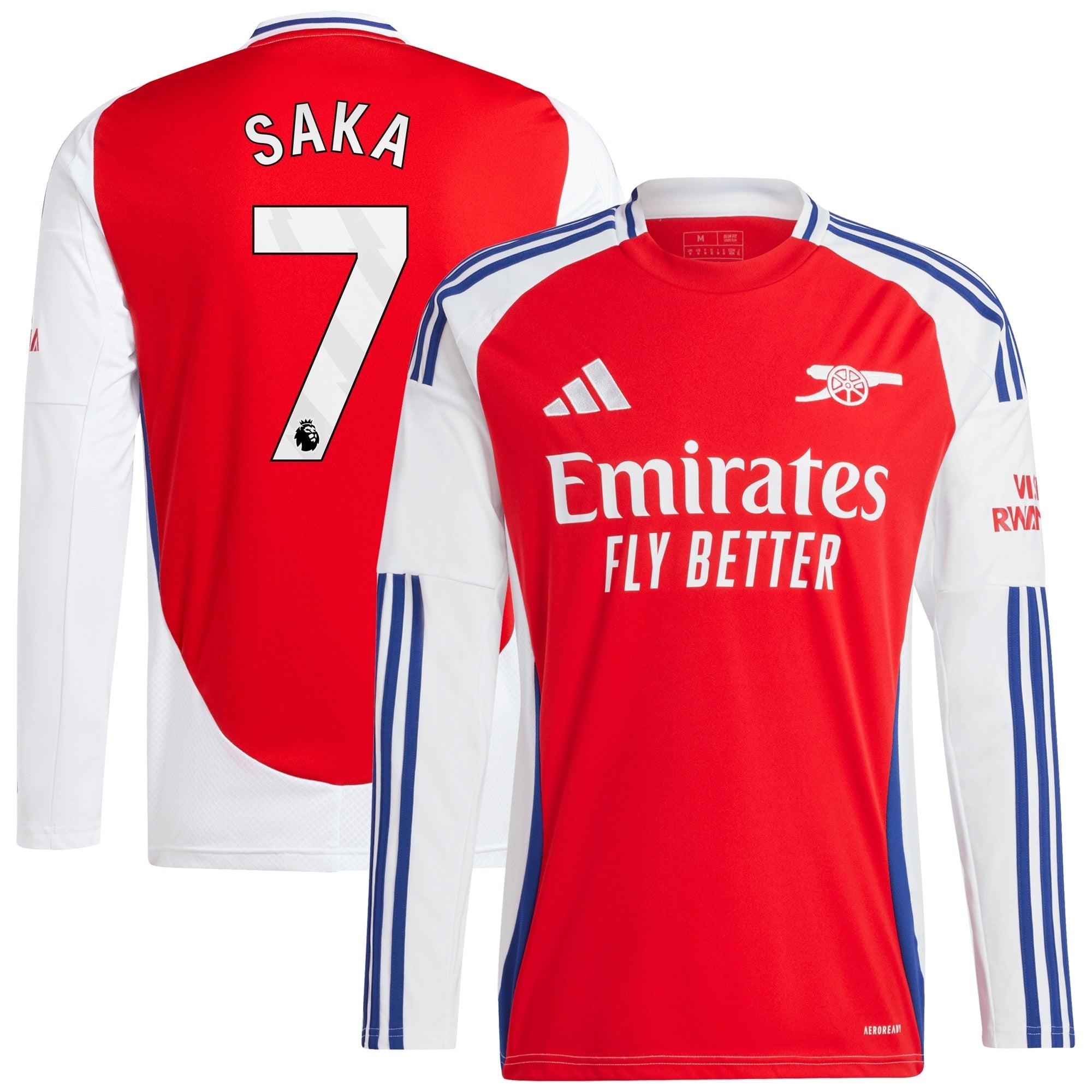 Bukayo Saka Arsenal adidas 2024/25 Home Long Sleeve Player Authentic T-shirt – Red