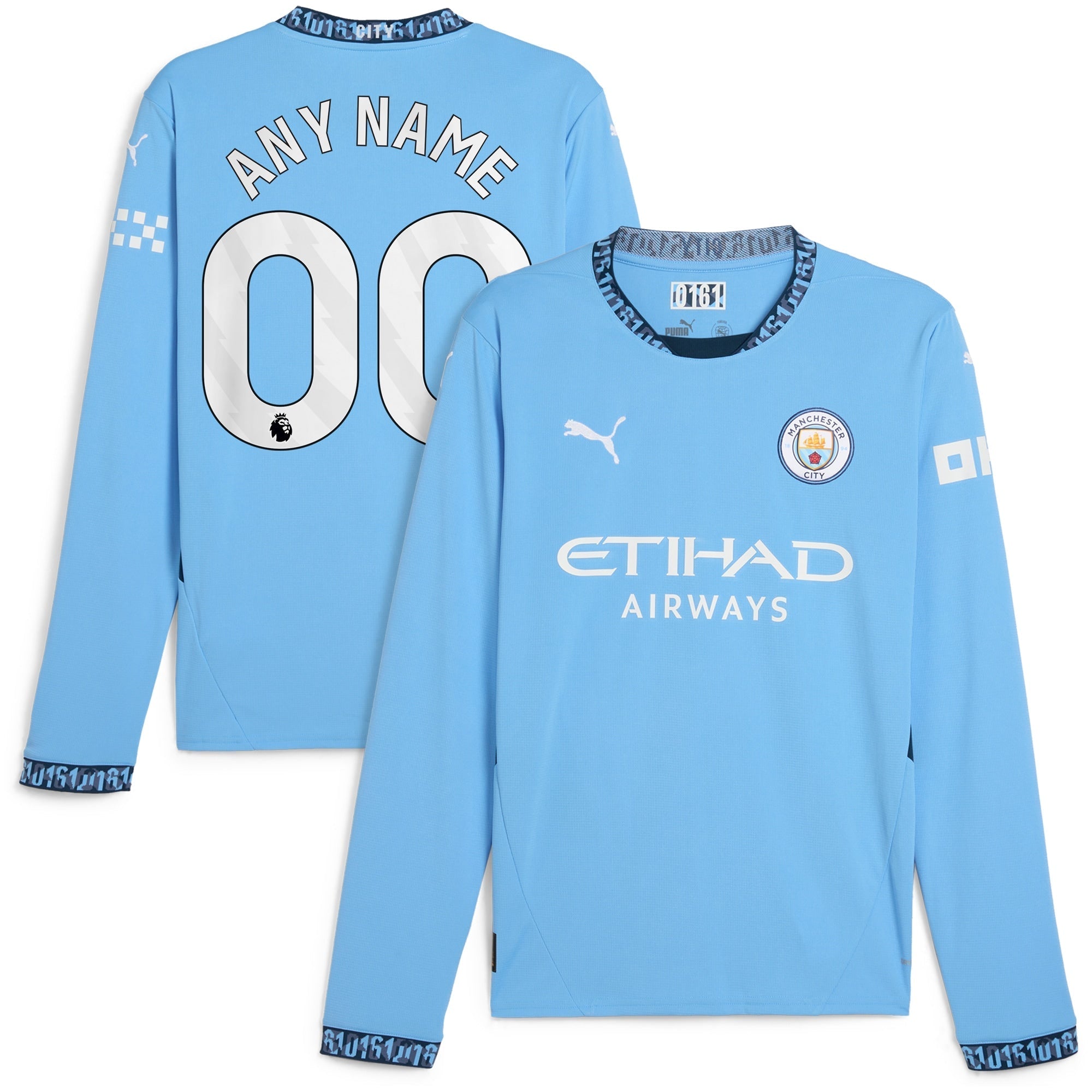 Manchester City Puma 2024/25 Home Long Sleeve Custom Authentic T-shirt - Light Blue