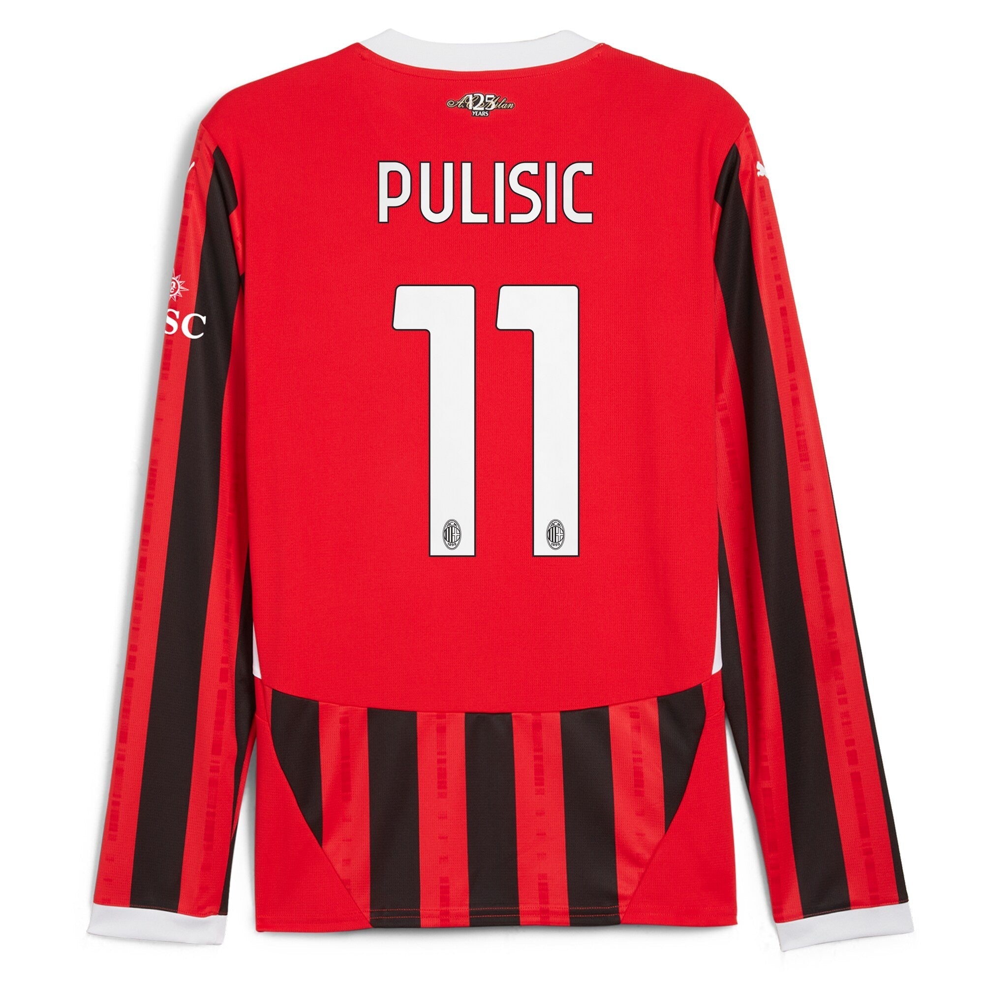 Christian Pulisic AC Milan Puma 2024/25 Home Long Sleeve Player Authentic T-shirt - Red