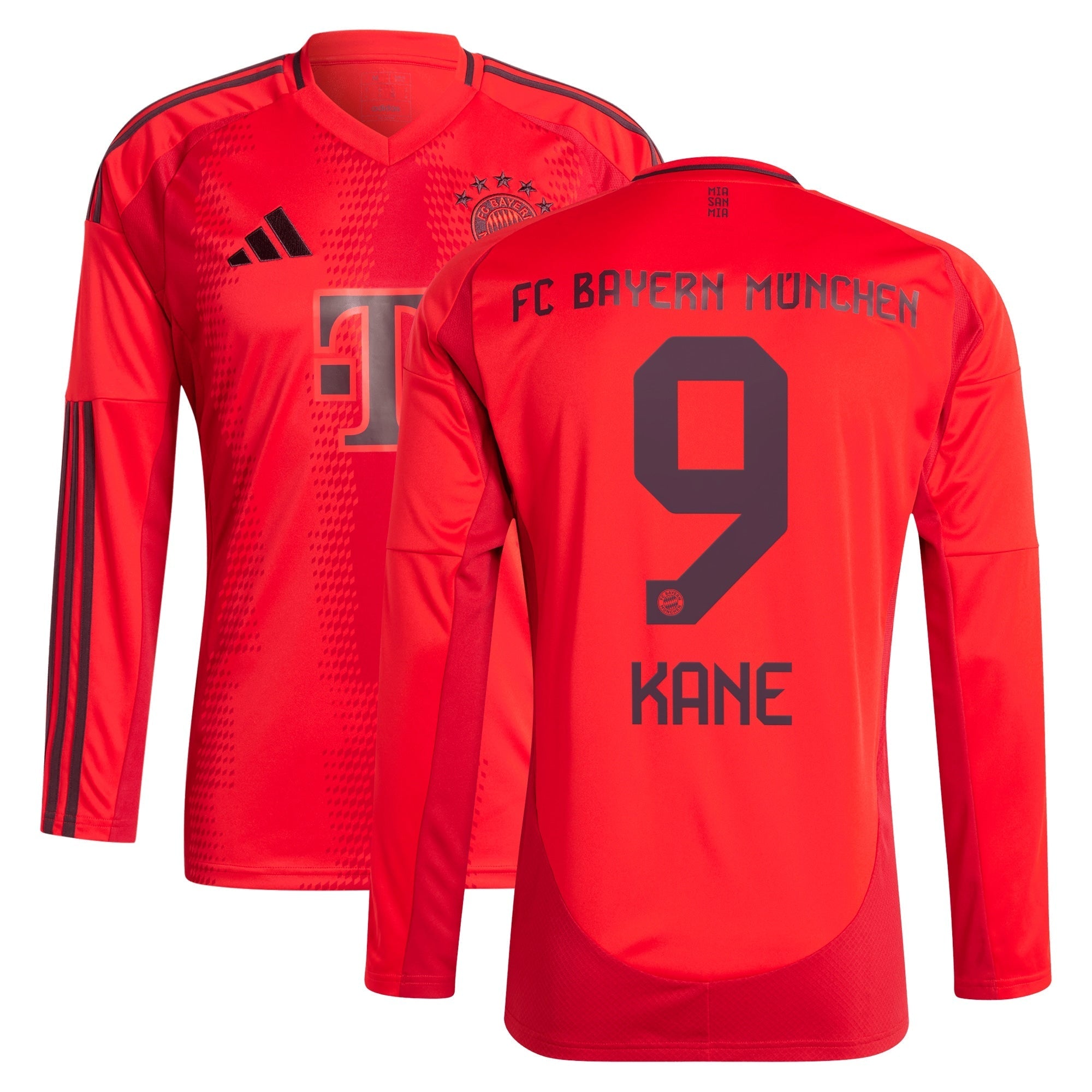 Selected slide 1 of 3Display slide 2 of 3Display slide 3 of 3 Harry Kane Bayern Munich adidas 2024/25 Home Long Sleeve Player Authentic T-shirt - Red