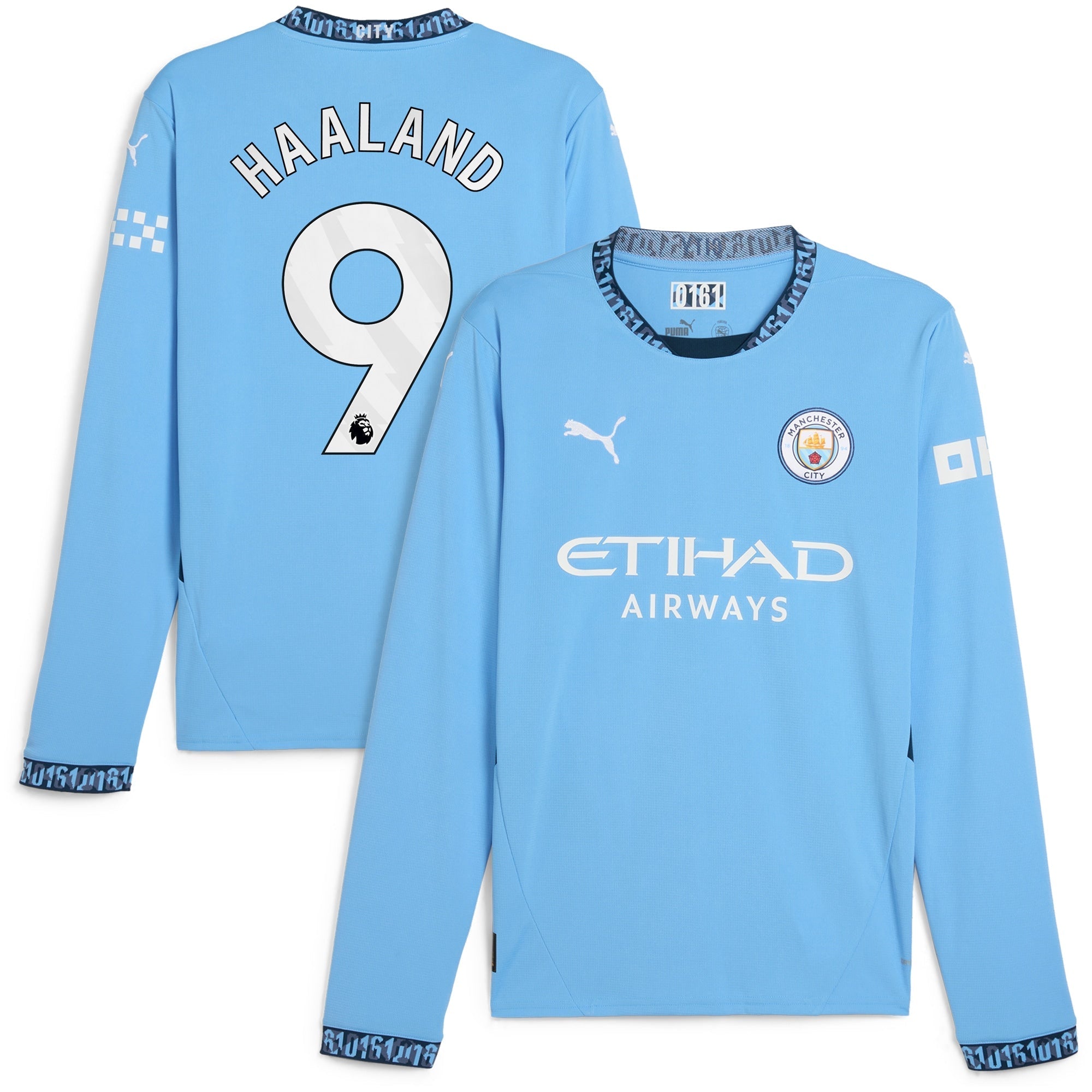 Erling Haaland Manchester City Puma 2024/25 Home Long Sleeve Player Authentic T-shirt - Light Blue