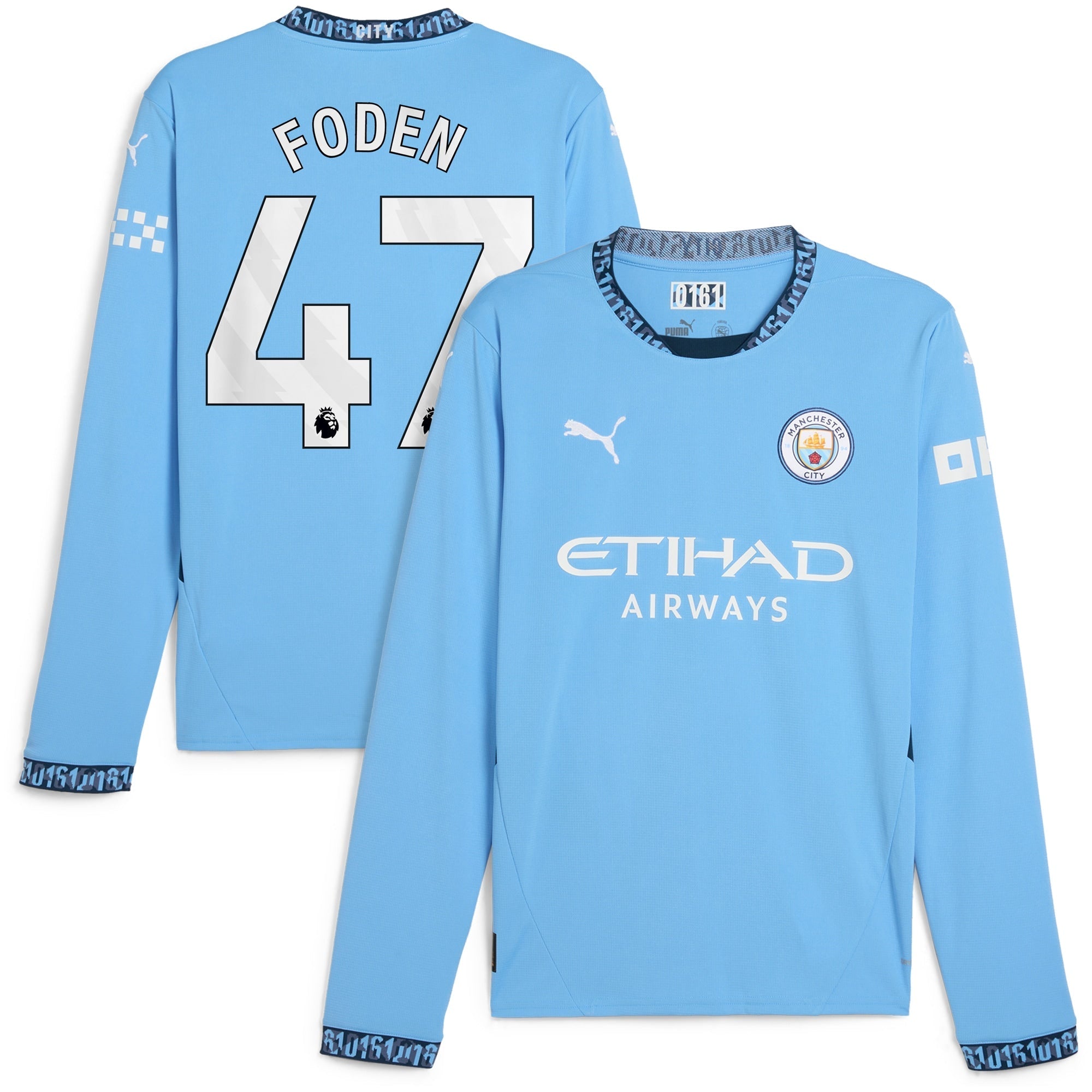 Phil Foden Manchester City Puma 2024/25 Home Long Sleeve Player Authentic T-shirt - Light Blue