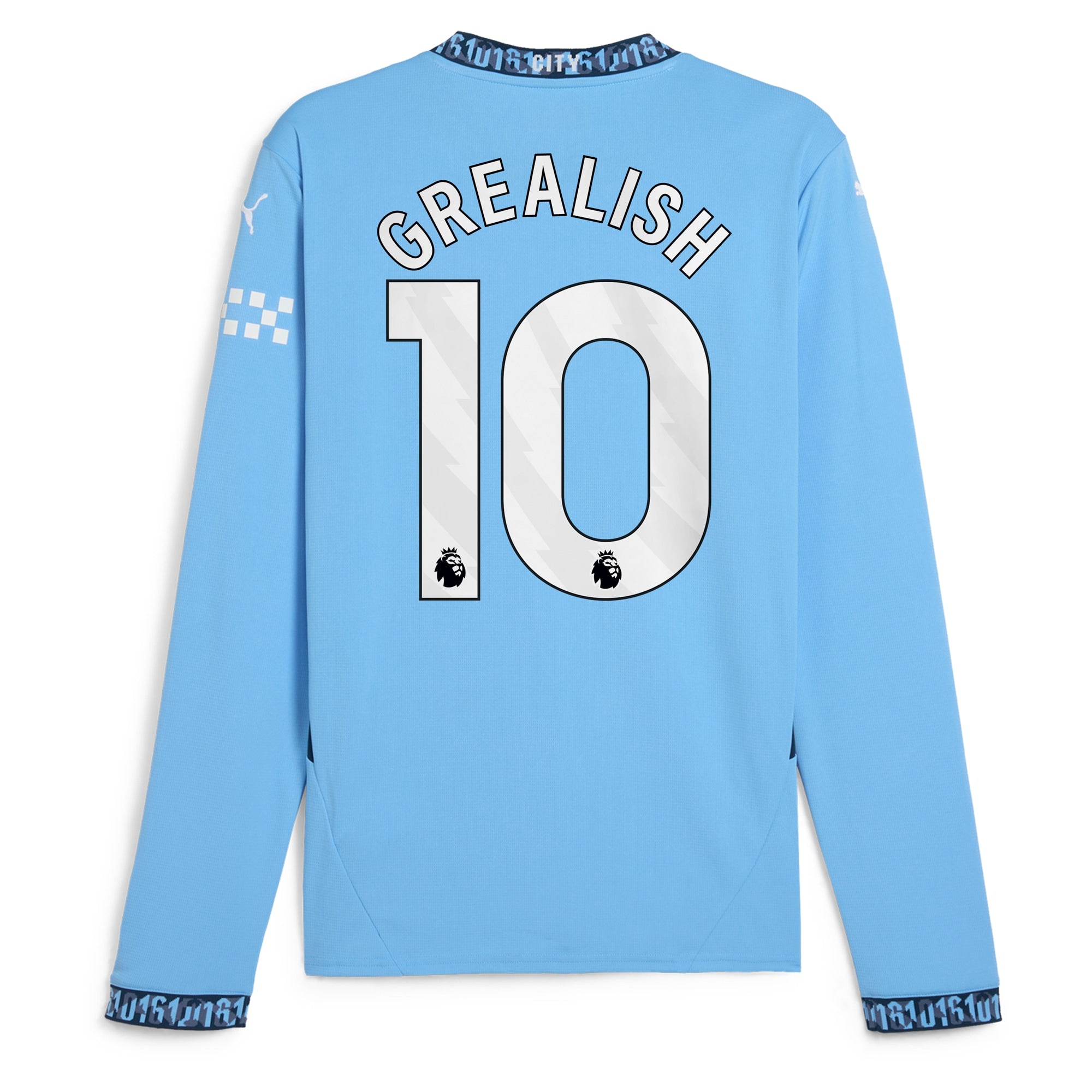 Jack Grealish Manchester City Puma 2024/25 Home Long Sleeve Player Authentic T-shirt - Light Blue