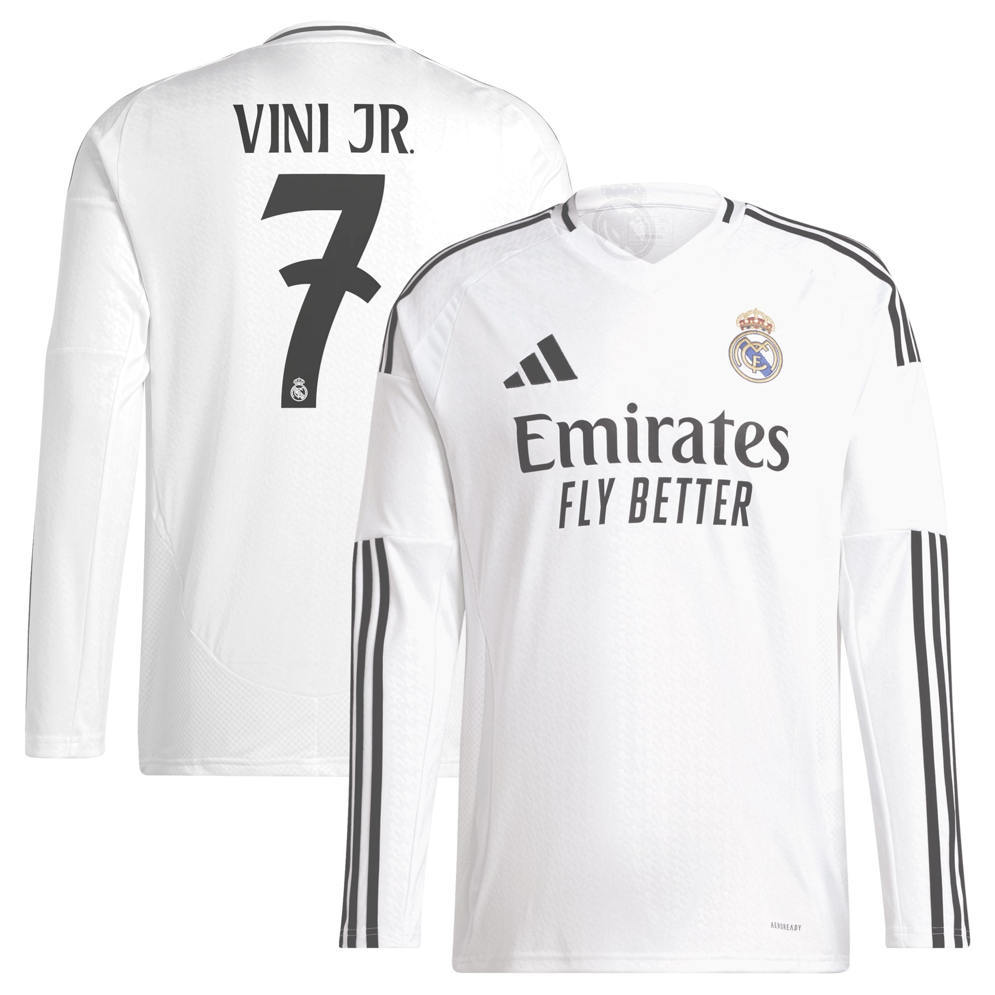 Vini Jr. Real Madrid adidas 2024/25 Home Long Sleeve Player Authentic T-shirt - White