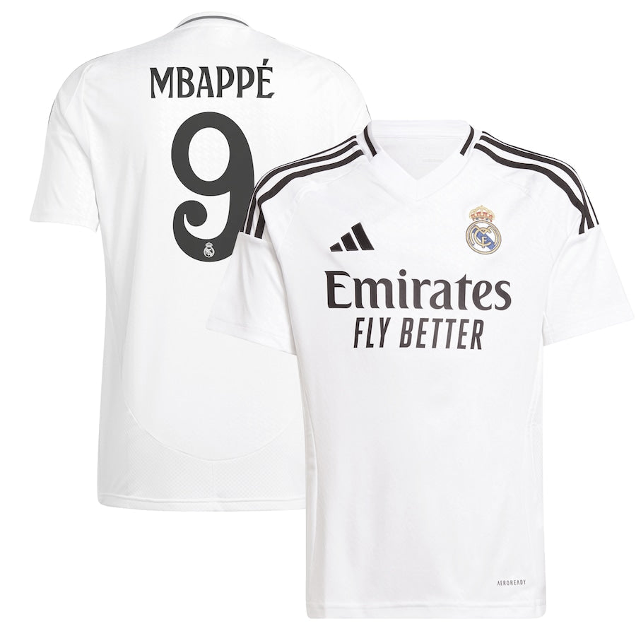 Kylian Mbappé Real Madrid adidas Youth 2024/25 Home Player Authentic T-shirt - White