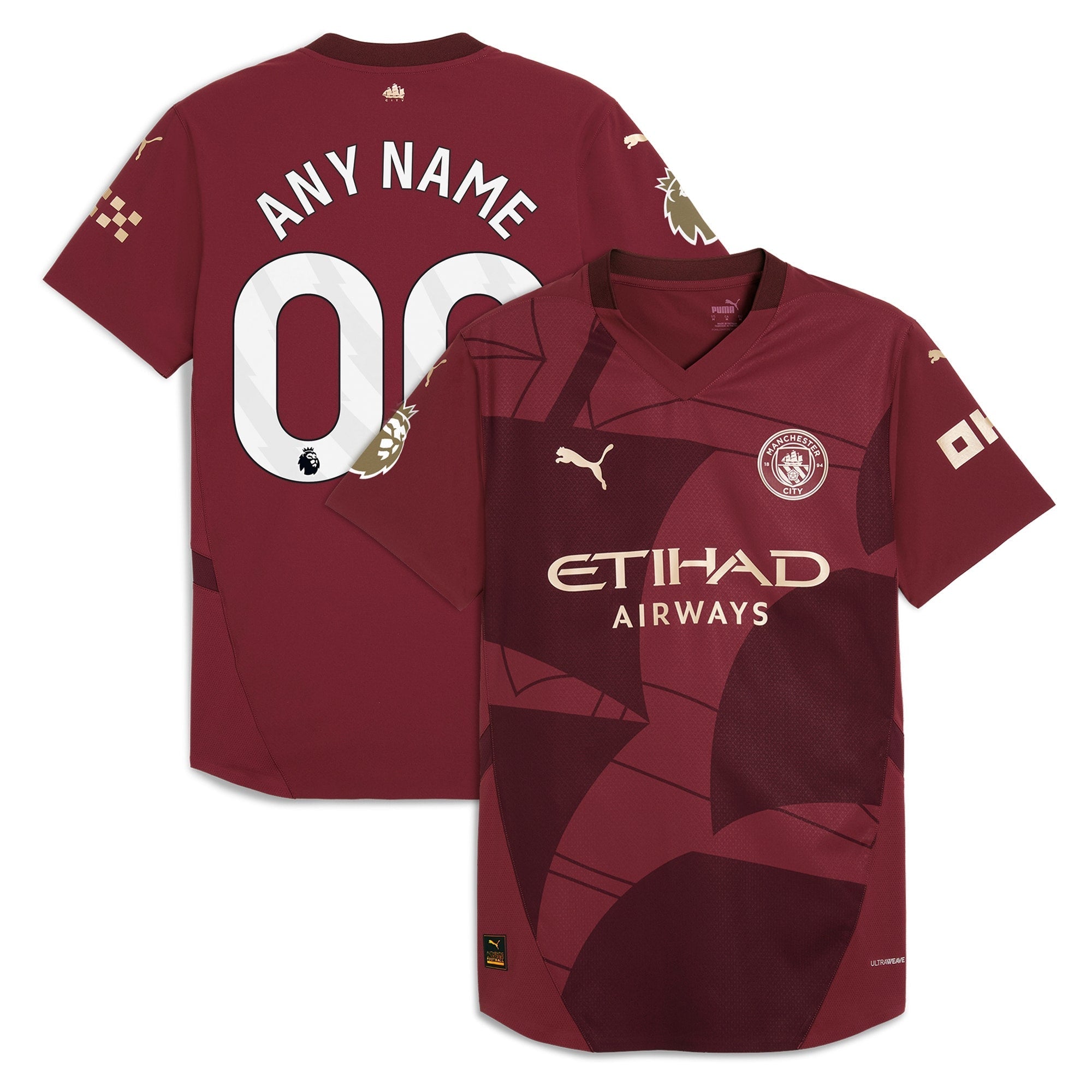 Manchester City Puma 2024/25 Third Custom Authentic T-shirt - Burgundy
