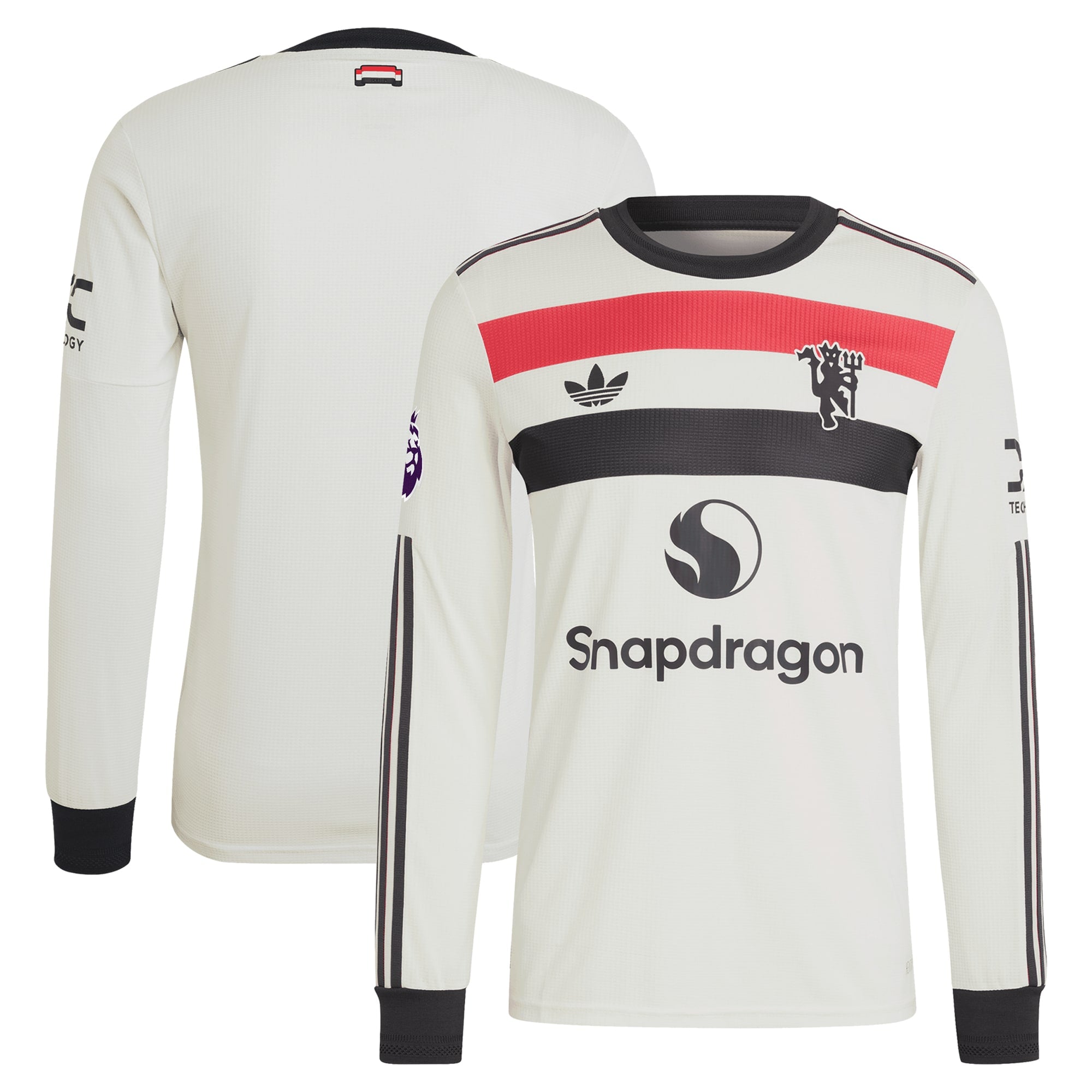 Manchester United adidas Originals 2024/25 Third Long Sleeve Authentic T-shirt - Cream