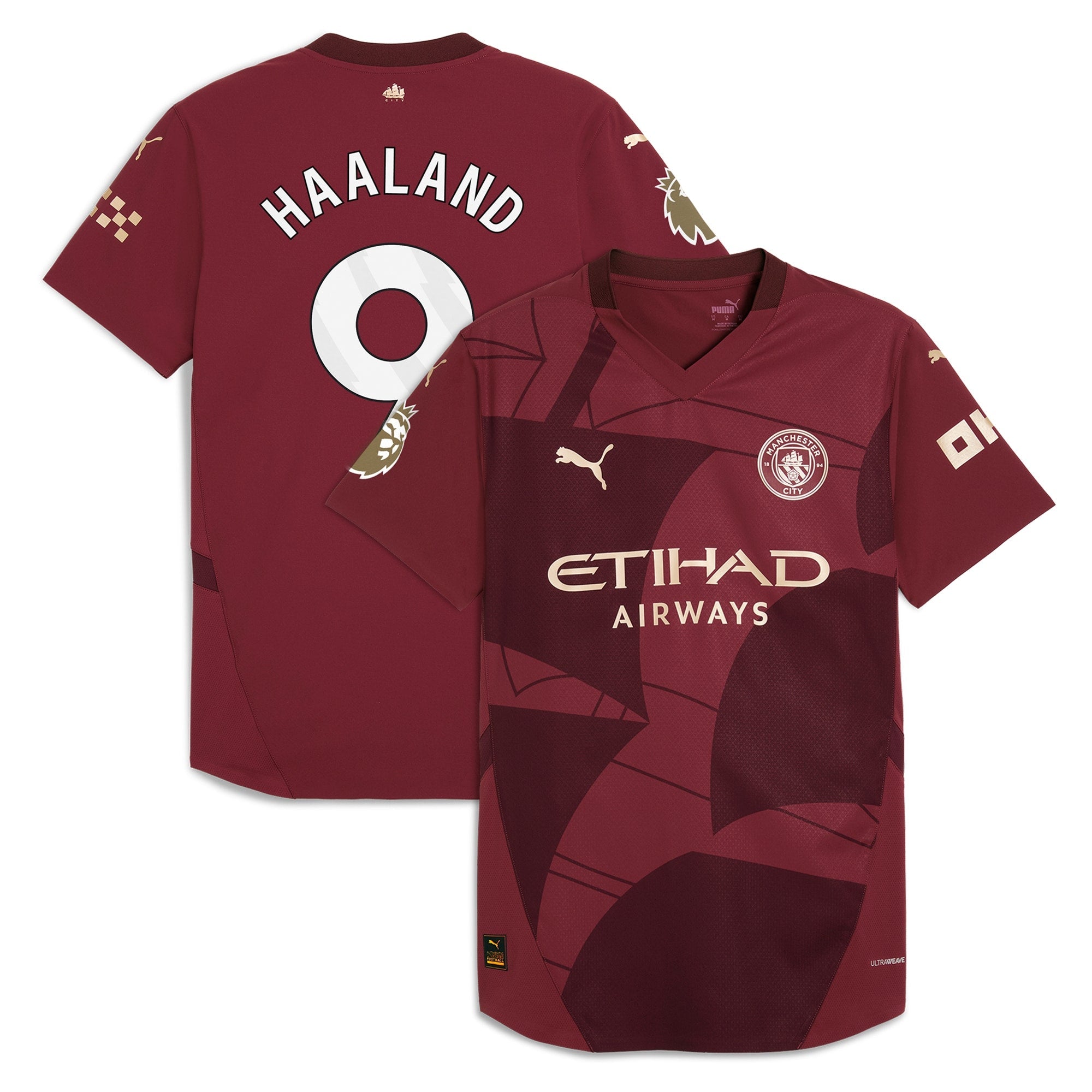 Erling Haaland Manchester City Puma 2024/25 Third Player Authentic T-shirt - Burgundy