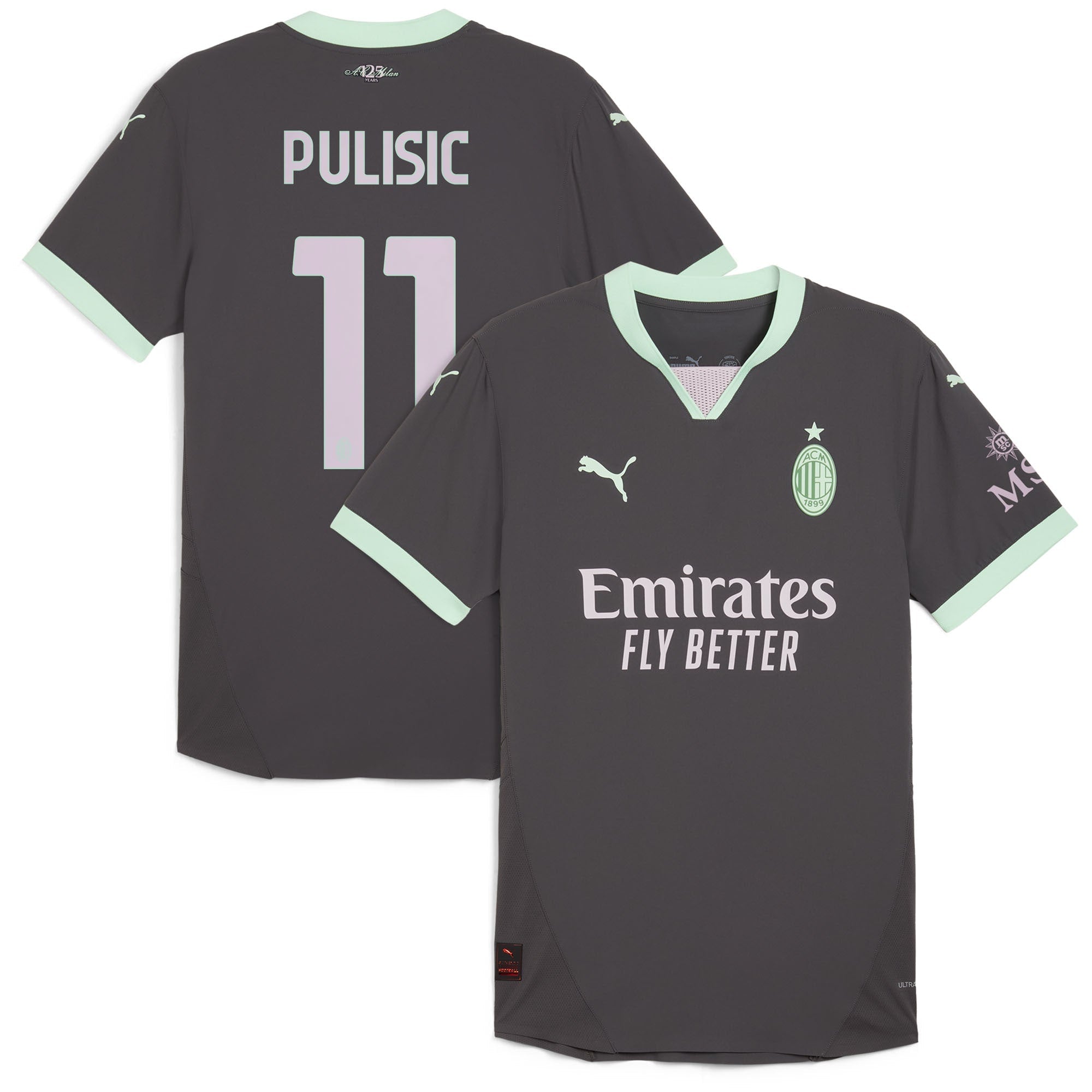 Christian Pulisic AC Milan Puma 2024/25 Third Player Authentic T-shirt - Charcoal