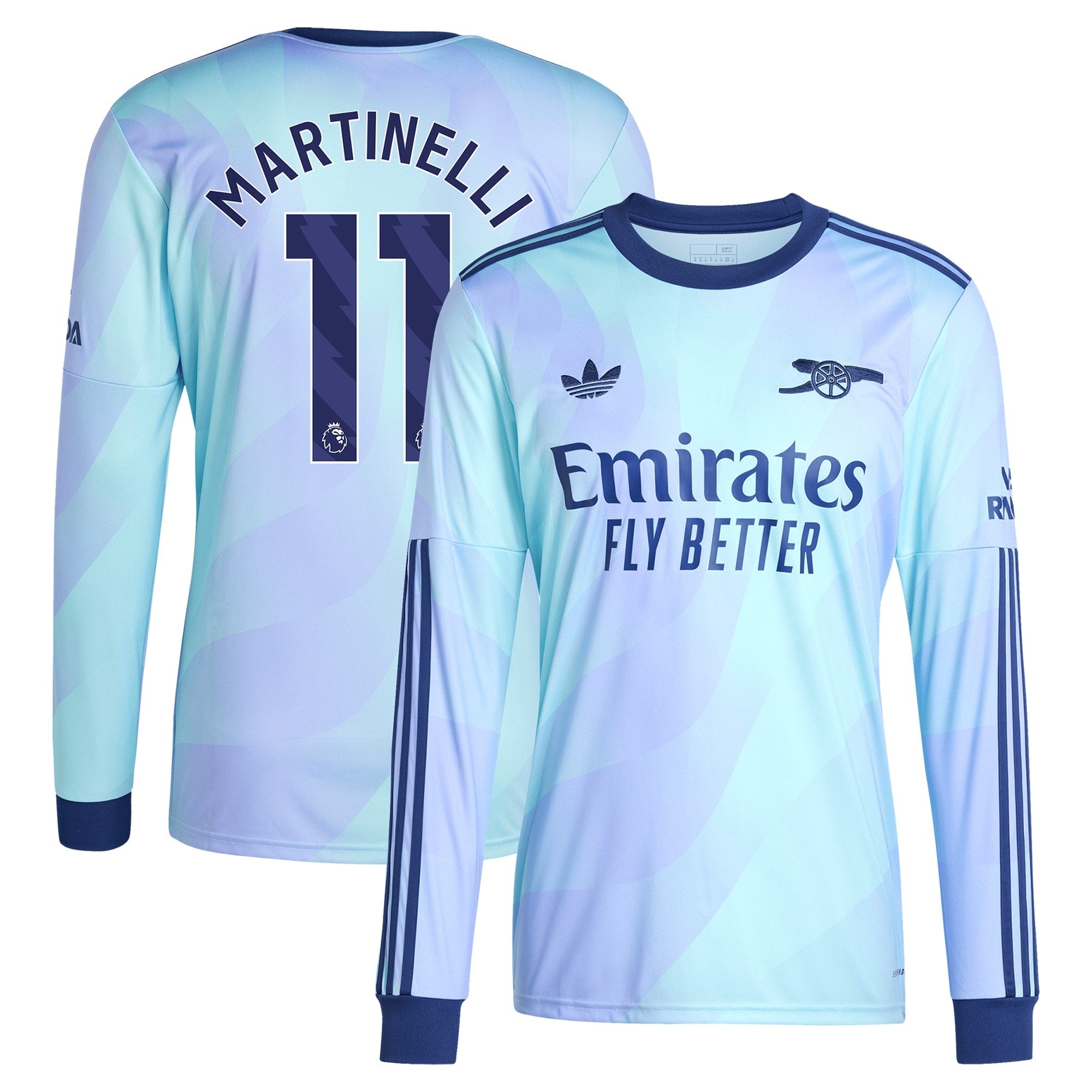 Gabriel Martinelli Arsenal adidas Originals 2024/25 Third Long Sleeve Player Authentic T-shirt - Aqua