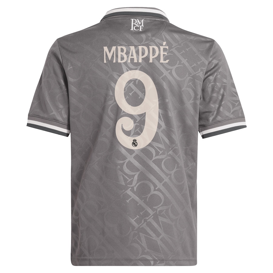 Kylian Mbappé Real Madrid adidas Originals Youth 2024/25 Third Player Authentic T-shirt - Charcoal