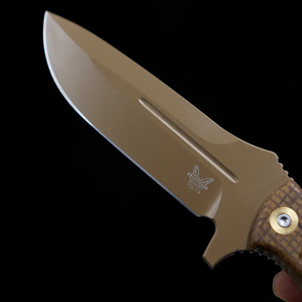 Benchmade 375 Shane Sibert Adamas Fixed Blade Knife – 4.2" CPM-CruWear Steel – Micarta Handle with Flat Earth Finish