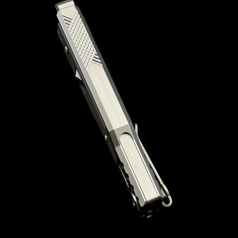 REATE Gravity Double Blade Knife – 3.15" D2 Steel Satin Blade – Aluminum & G10 Hybrid Handle