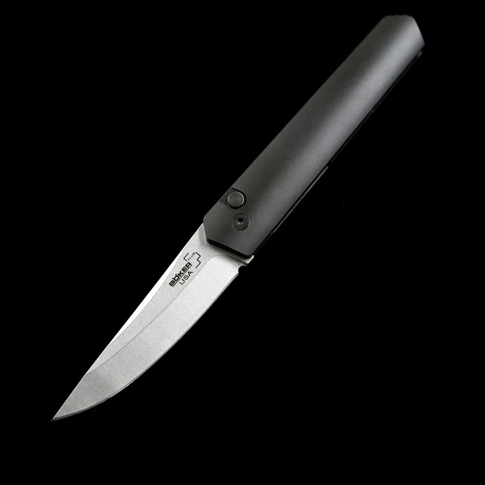 ProTech & Boker Kwaiken Automatic Folding Knife – 3.5" American 154CM Steel Blade – CNC-Milled Black Aluminum Handle