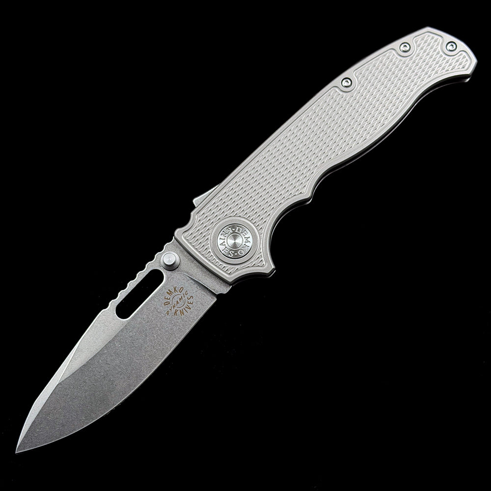 Demko Dynamics MG AD20S Folding Knife – 3.25" M390 Premium Steel Shark-Foot Blade – Precision Titanium Alloy Handle