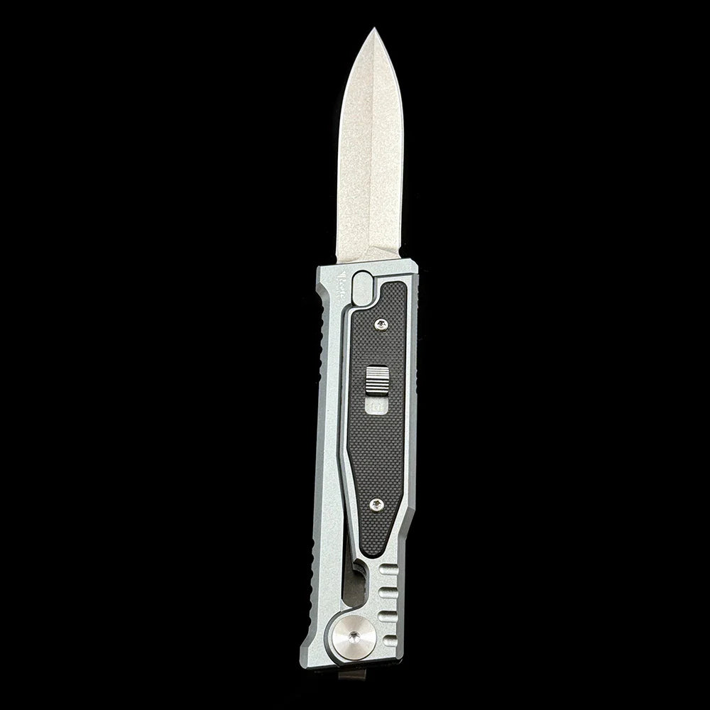 REATE Gravity Double Blade Knife – 3.15" D2 Steel Satin Blade – Aluminum & G10 Hybrid Handle