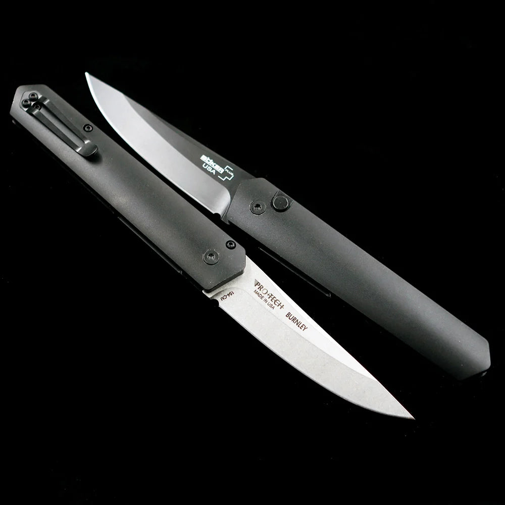 ProTech & Boker Kwaiken Automatic Folding Knife – 3.5" American 154CM Steel Blade – CNC-Milled Black Aluminum Handle